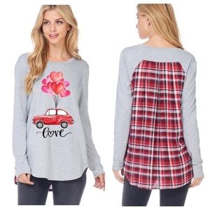 Love Bug Graphic Long Sleeve with Flannel Back